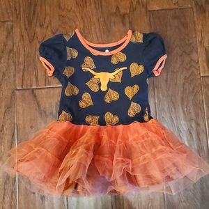 Texas Longhorn burnt orange & black dress w tulle.